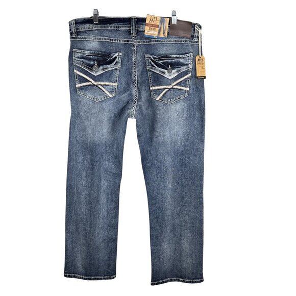 T.K Axel NWT Mens 38X32 Slim Boot Stretch Denim Jeans 5 Back Flap Pockets Rugged - Picture 1 of 10